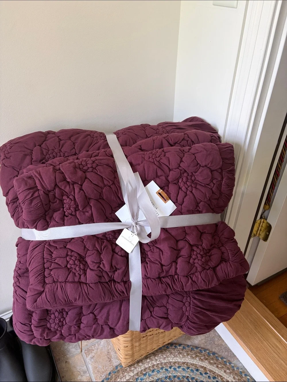 Anthropologie Quilted Bedspread in Wine color